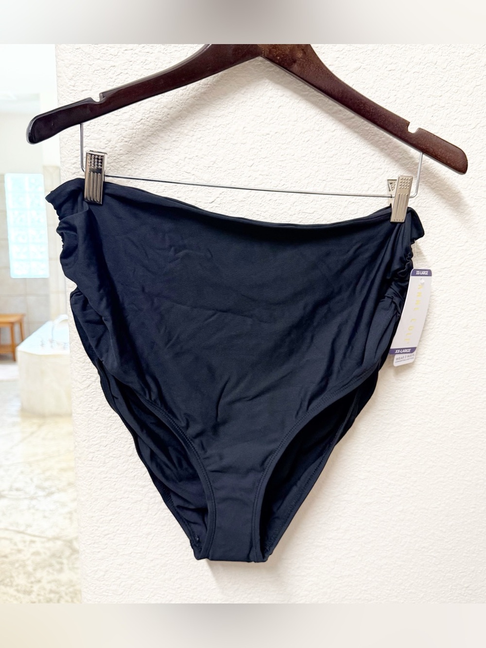 NEW Anne Cole Black Women’s Convertible Bikini Bottom XXL NWT